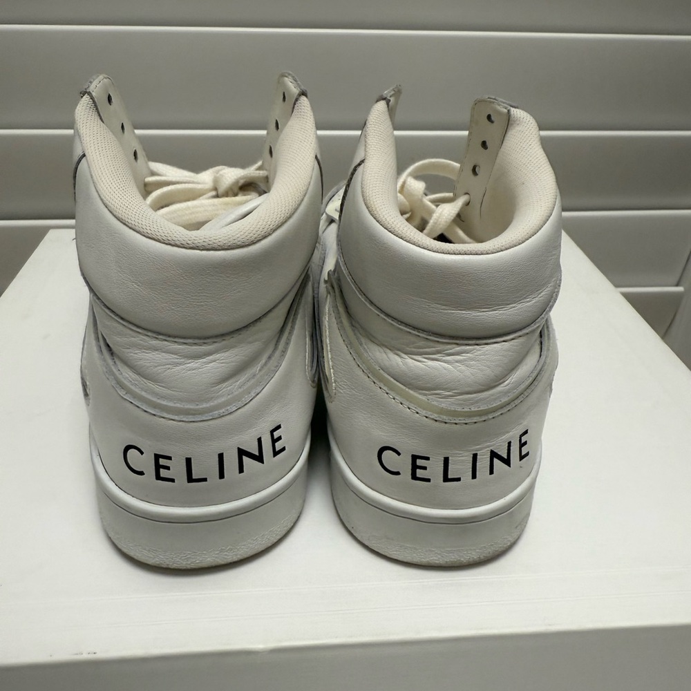 Celine Ct-01 “Z” Trainer High Top Sneaker In Calfskin Optic White - Picture 10 of 12